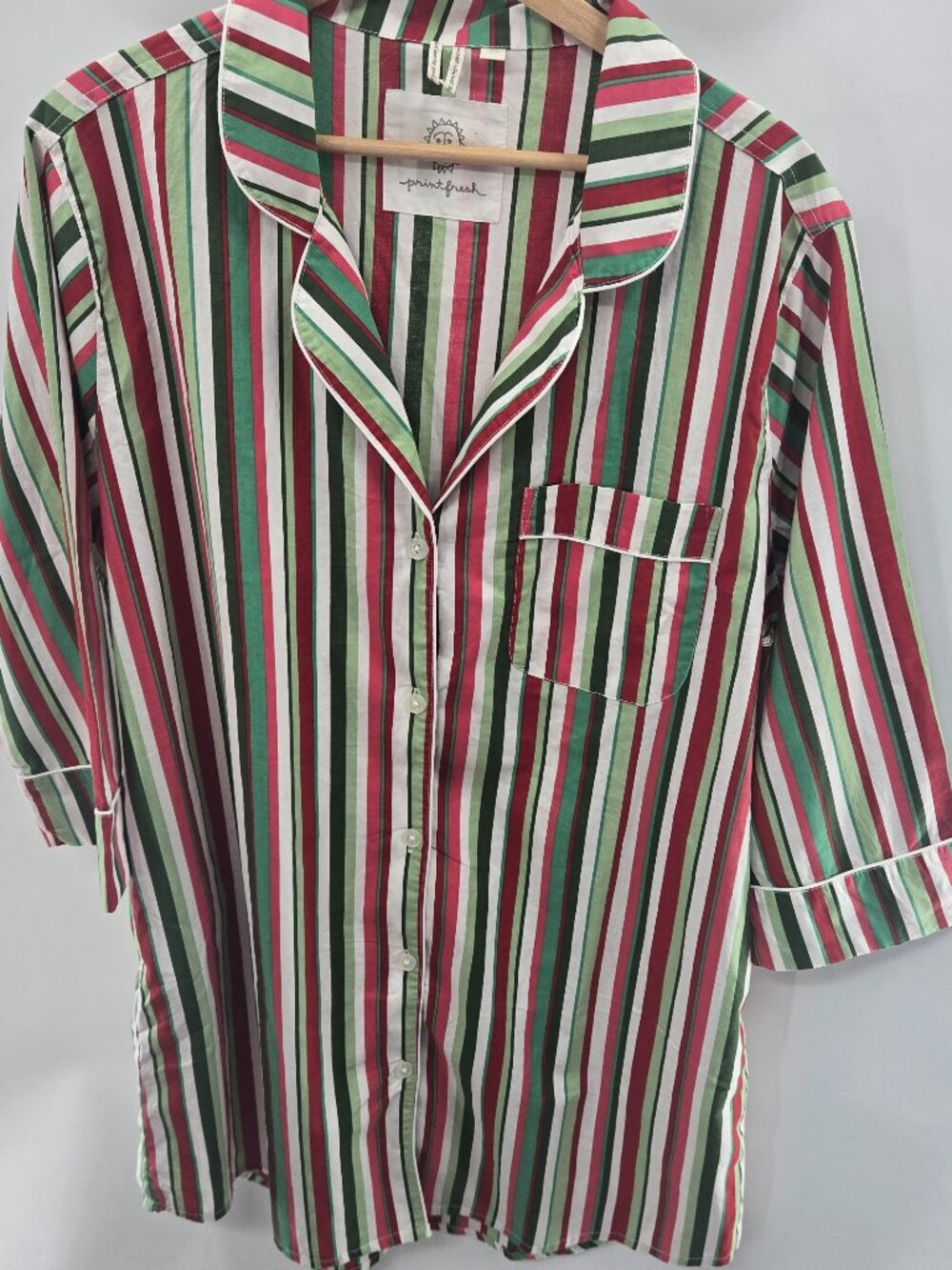 Printfresh Candy Stripe Peppermint Sleep Shirt Dress Medium